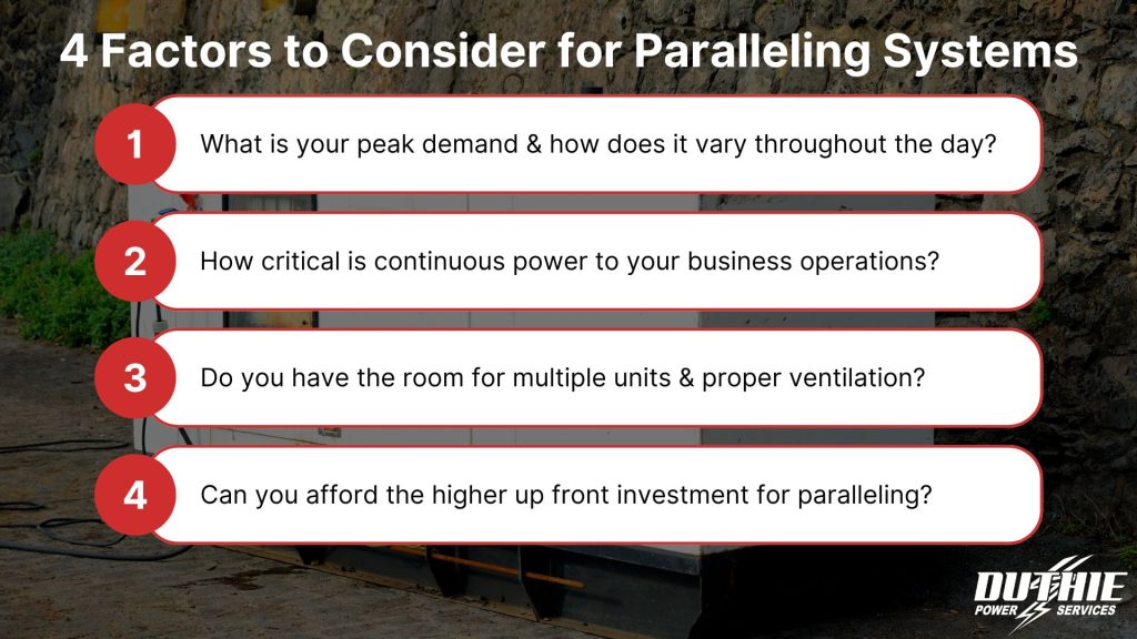inforgraphic on factors to consider for paralleling systems